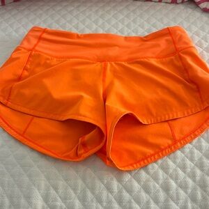Neon orange speed ups lululemon shorts !